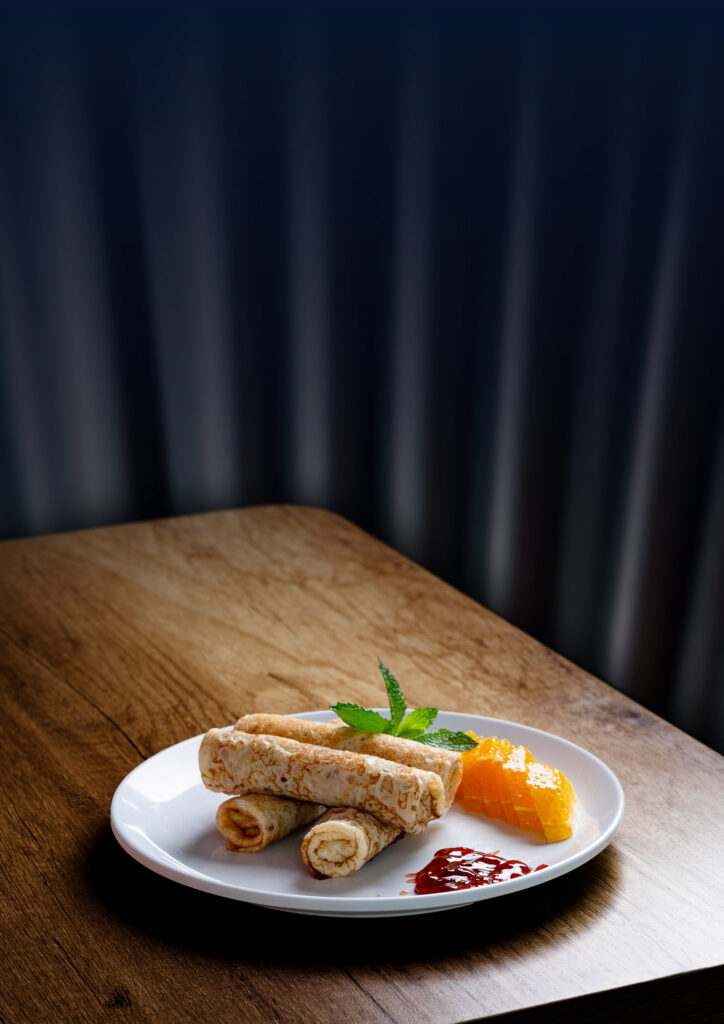 ROLLED PANCAKES WITH JAM
